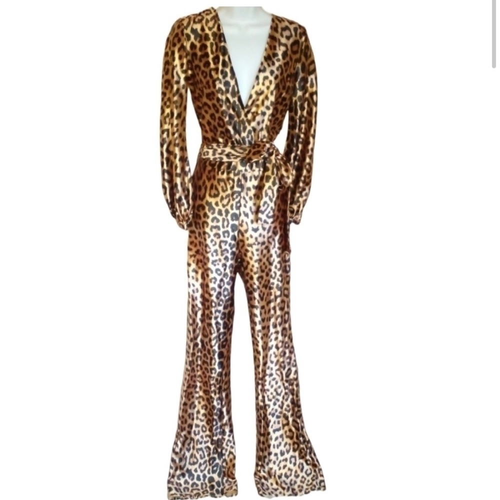 Love and lemonade animal print wrap jumpsuit size xs